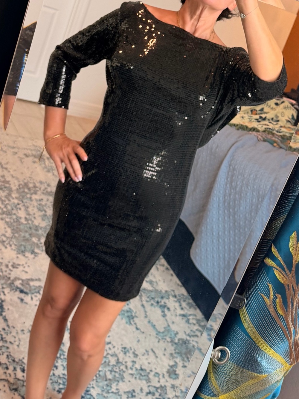 Black Sequin Cocktail Dress - Women's Party Dress